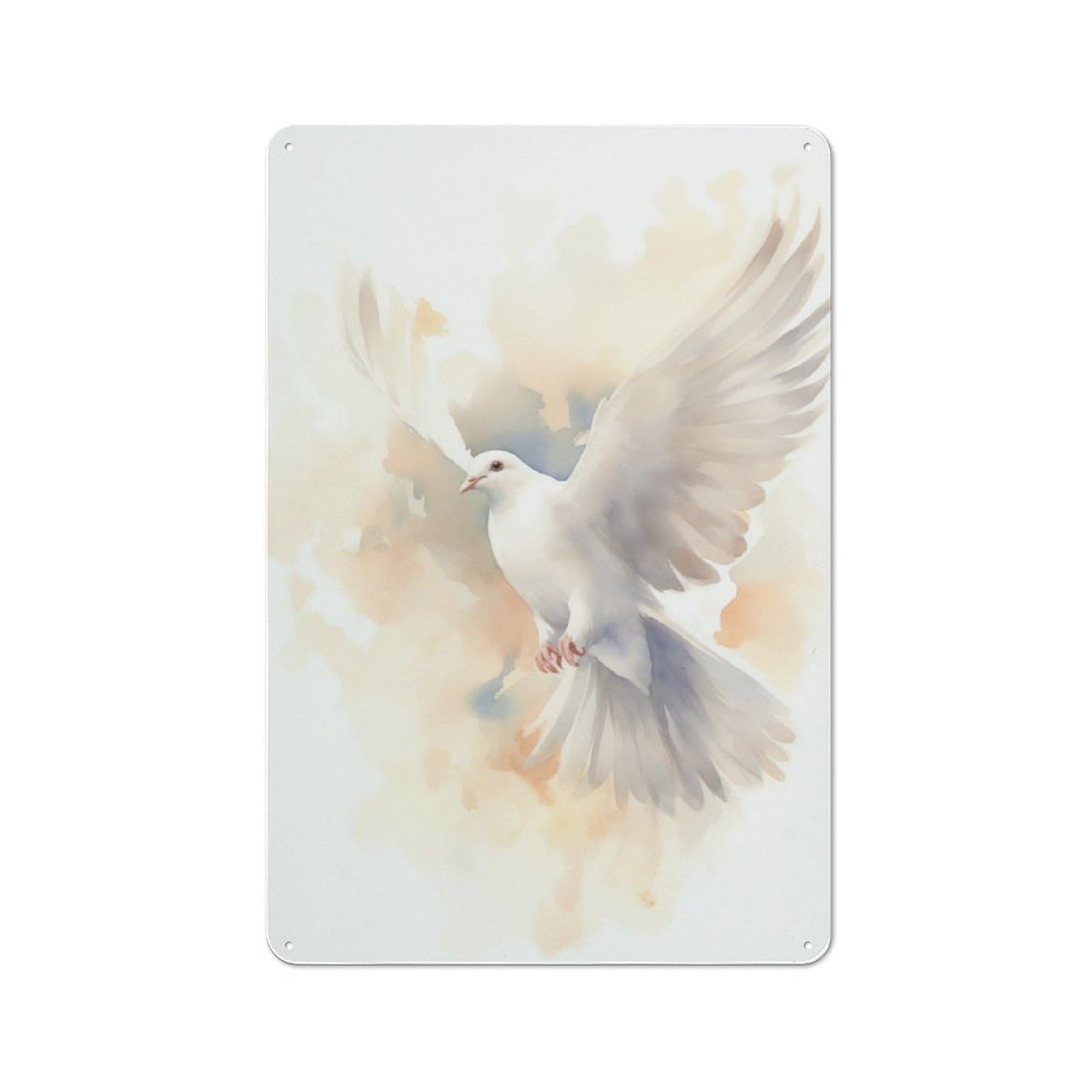 Junmoney The Holy Spirit - Minimalist Watercolor Paint Ing Vintage Tin Sign 30X20cm For Hobby Room Or Studio, A New Home Present For Creative Interior Collectors