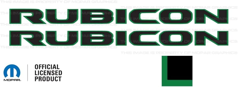 Decal Mods Rubicon Hood Graphic Decals fits Jeep Wrangler & Gladiator JL/JT Rubicon (2018-2024) Black w/Light Blue Outline (Set of 2) FJ4A3