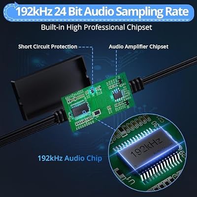 CAMWAY Digital to Analog Audio Converter,Optical to RCA Converter,SPDIF to RCA,192kHz DAC Converters 5.7 ft Audio Cable,Optical Toslink to RCAAudio Adapter