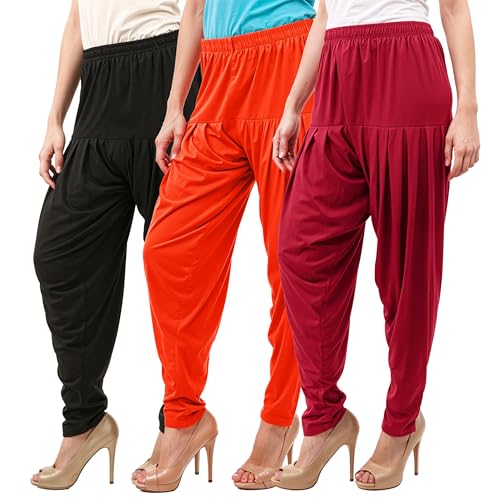 Image of Buy That Trendz Patiyala Pants for Women 3 Combo Patiyala Salwar Harem Viscose Bottoms Pants for Womens