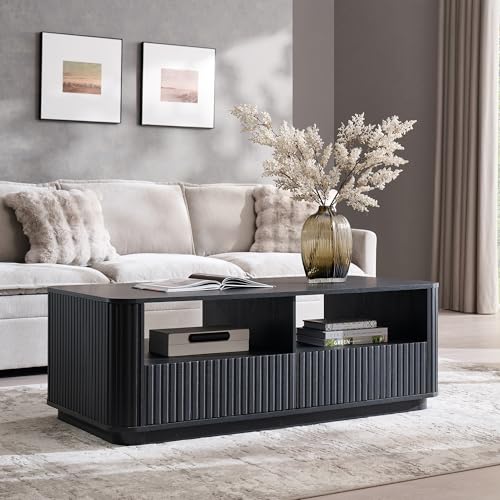 ACCOHOHO 51" Fluted Coffee Table with Storage, Large Modern Center