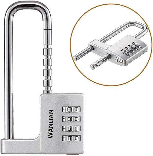 Padlock, Combination Lock, 4 Digit Combination Padlock, 2-1/2" (64mm) Wide Body. 3.8 inch Stainless Steel Retractable Long Shackle is Suitable for Outdoor, School, Gym, Sports lockers, Fences,