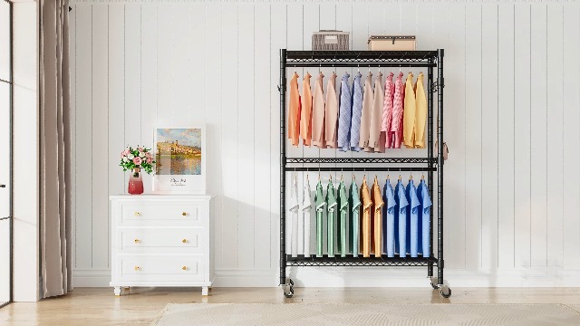 ハンガーラック 頑丈 洋服ラック 大容量 キャスター付き クローゼット 71qyuzDlhYL._UF350,350_QL80_.jpg