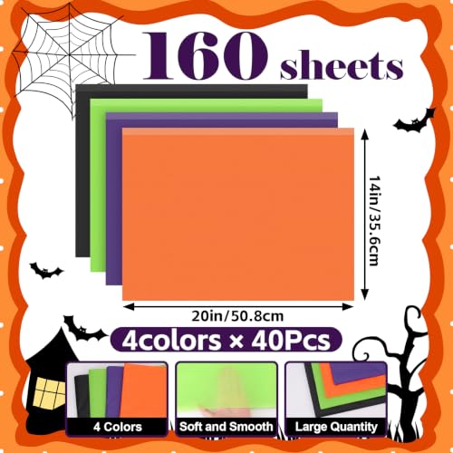 Image of TUXIYA 160 Sheets Halloween Tissue Paper,4-Color 14 inchX20 inch Tissue Paper Bulk