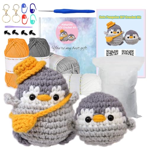 Alshurlife Penguin Crochet Kit, 2 Pack Beginner Starter Knitting Set