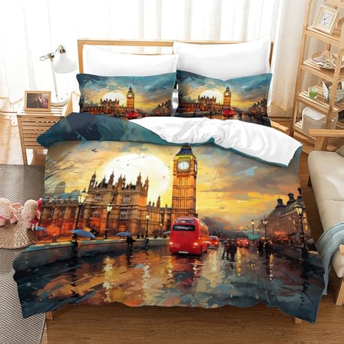 Housse de couette microfibre Londres 3D sans repassage avec zip invisible