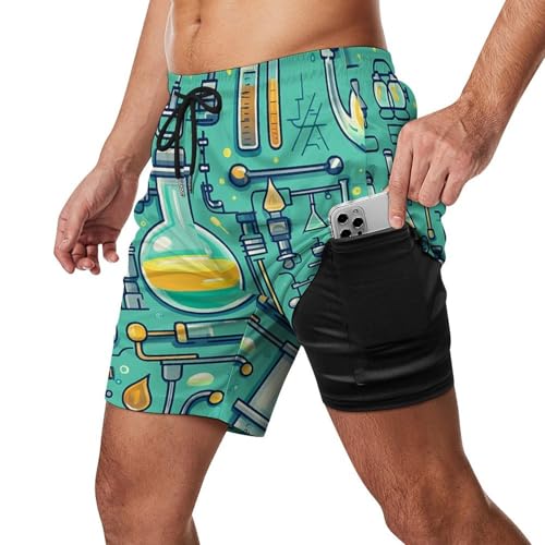 Scientific Instrumen Beach Shorts for Men Swim Trunks Quick Dry Swim Shorts with Compression Liner Pocket2