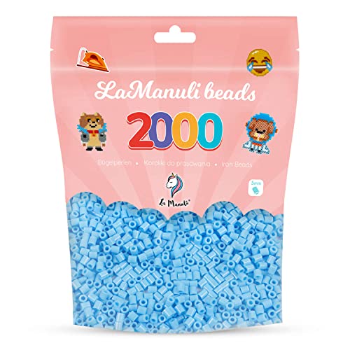 La Manuli Bügelperlen ca. 2000 Stück Midi Perlen Im wiederverschließbaren Beutel | Nachfüllset Bastelperlen Mit jeder Marke Beads kompatibel | 5 mm Steckperlen