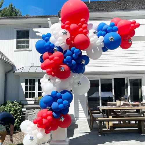 Image of YMSZ Red White and Blue Balloons, 4th of July Balloons Decorations | 67pcs, 12 Inch, Red and Blue Balloons for Independence Day Birthday Party Decorations