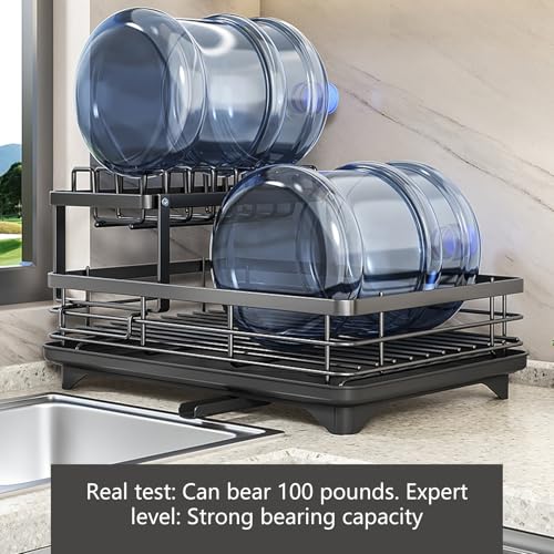 Escurridor de platos inoxidable con doble cubierta para secado seguro de vajilla 6