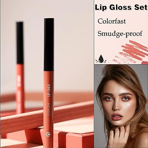 Liquid Lipstick Lip Liner Set, Waterproof & Smudge-proof Lip Gloss Set, Highly Pigmented Lipsticks For Women Long Lasting, Blendable Non-Stick Cup, Velvety Soft Nude Lip Gloss - Image 3