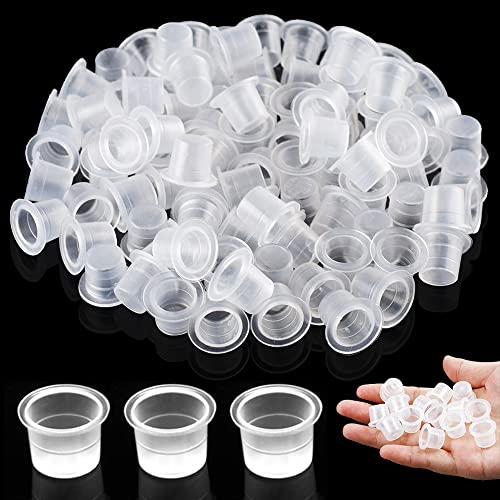Tattoo Ink Caps - Narkysus 200Pcs Disposable Small Tattoo Ink Cups Plastic Tattoo Pigment Ink Cups Microblading Cups Permanent Makeup Container Cups for Tattoo Ink, Tattoo Needles
