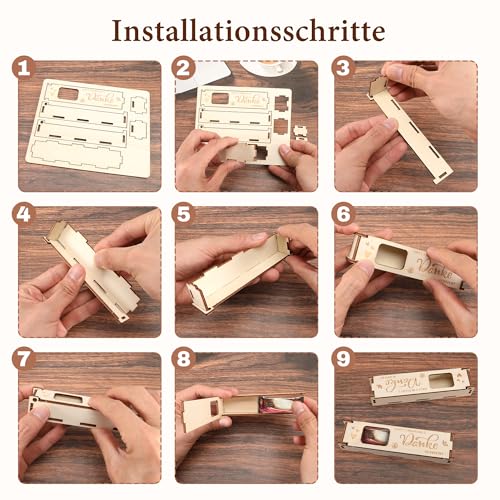 6 Stück Danke Geschenk Holz Du Hast Ein Dickes Danke Verdient Geschenkbox Dankeschön, Kleine Geschenkschachtel Geschenkkartons Weihnachten für Kollegen Lehrer Erzieherin Mitarbeiter, ohne Schokolade