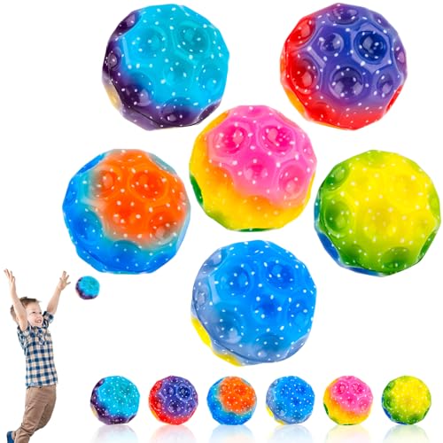 WuGU 6 Piezas Astro Jump Ball, Moon Ball, Space Ball, Planet Bouncing Ball, Bola de Rebote, Pelota de Entrenamiento Atlético para Lanzar, Fácil de Agarrar y Atrapar, Juguete Unisex, Juegos De Fiesta