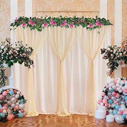 Flash Deals - 70% OFF Champagne Tulle Backdrop Curtains for Parties Weddings Baby Showr Birthday Party Bridal Shower Photobooth Champagne Wrinkle Free Chiffon Backdrop Panel Sheer Backdrops Drapes Curtain 10ft X 7 ft
