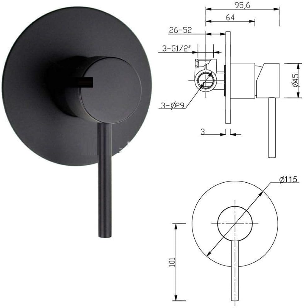 Toilet Bidet Sprayer Matte Black Brass Hot & Cold Diverter Valve Sus304 Bidet Faucet Showe Bidet Sprayer with Shut Off Valve 1 Stable Interface (2)