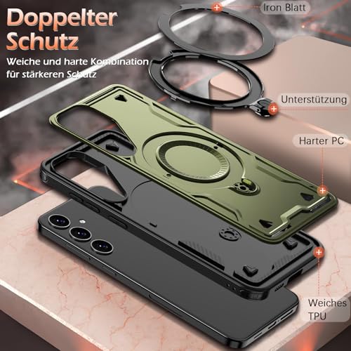 Image of for Samsung Galaxy S25 FE Case Magnetic with Stand, with Mag-Safe, with Screen Protector, Wireless Charging, Shockproof for Samsung S25 FE 5G Phone Case, Ring Holder Phone Cover, for Samsung S25 FE