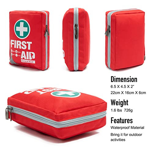 General Medi First Aid Kit - Small Compact First Aid Kit Bag(175 Piece) - Reflective Bag Design- Includes Instant Cold Pack, Emergency Blanket for Travel, Home, Office, Vehicle,Camping - Image 6