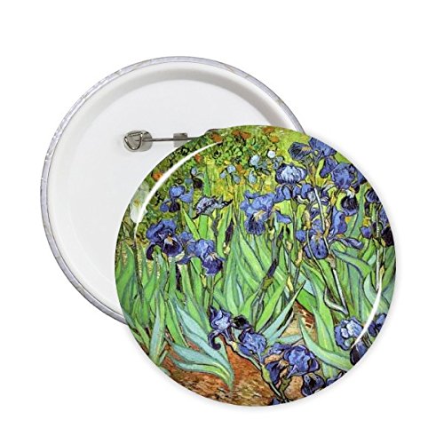 Badge button paysage abstrait et broche ronde motif peinture à l'huile champ de fleurs XXL