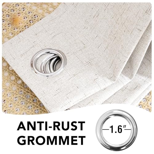 Image of H.VERSAILTEX Blackout Curtains Linen Curtains 120 inches Long 100% Black Out Curtains for Bedroom Windows, Textured Linen Look Draperies Grommet with White Liner, 2 Panels, Ivory