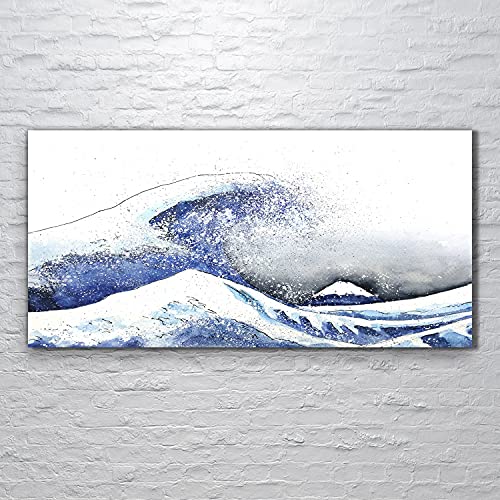 Image sur verre 120x60cm Japan Wave Watercolors tableau en verre trempé pour salon