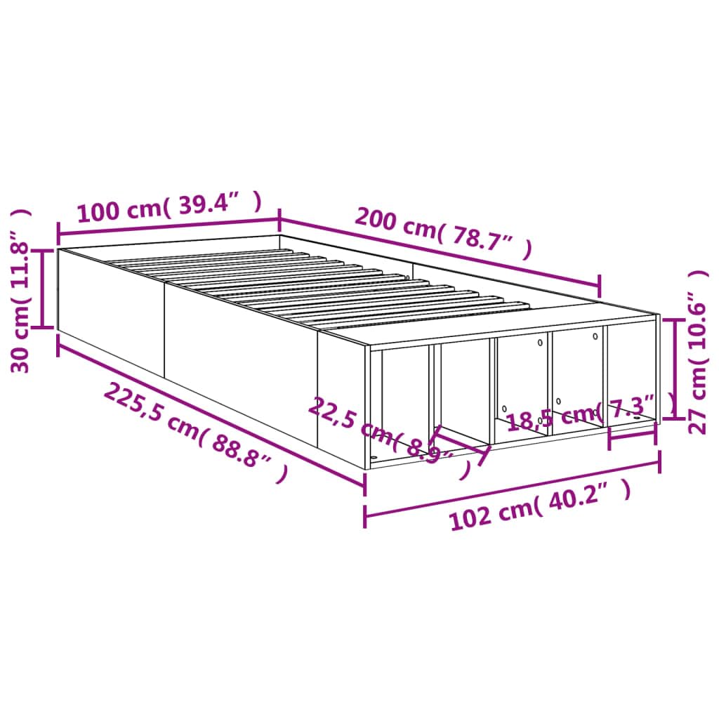 vidaXL Giroletto Bianco 100x200 cm in Legno Massello, Letto, Letto Singolo, Letto con Contenitore, Rete Letto, mobili Camera da Letto