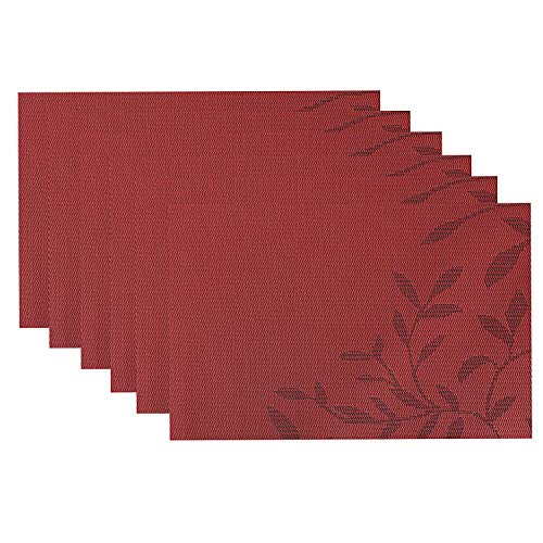 Placemats For Dining Table Washable Table Mats Set Of 6 Heat Resistant Kitchen Table Mats Easy To Clean (T-Red) #TOP2