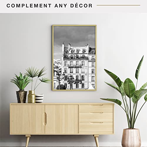Image of MCS Edgeline Metal Poster Frame, Back-Loading Picture Frame For Wall Art, 24 x 36 Inch, Brass