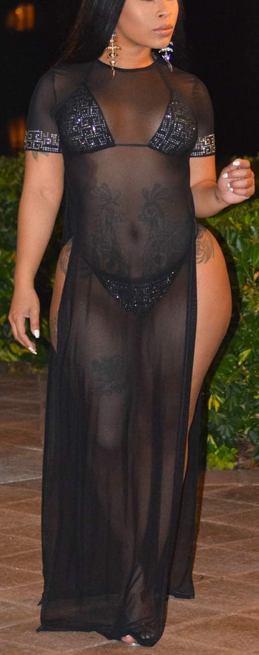 Sexy Cover Ups for Swimwear Women Casual See Through Crochet Mesh Bathing Suit Dress Summer - Image 3