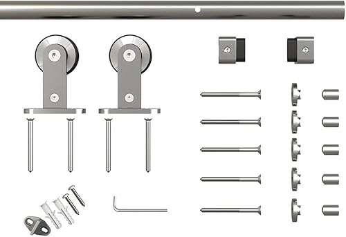 Miniatura 3 de Calhome Puerta corrediza interior de madera MDF compuesta de 6 paneles con kit de herrajes 36 x 80 pulgadas imprimado blanco