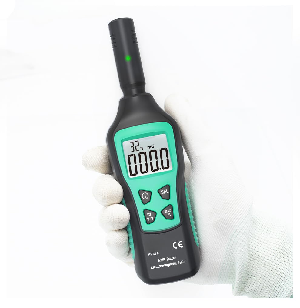 EMF Meter, 3-in-1 Digital Electromagnetic Radiation Detector, Hand-held Rechargeable EMF Tester with LCD Display, Sound-Light Alarm, Ideal for Home, Office, Outdoor, and Ghost Hunting