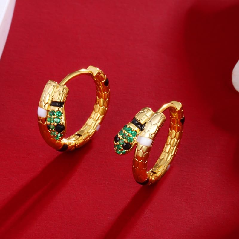 Dainty Gold Snake Earrings for Women 18K Gold Plated Hypoallergenic Snake Huggie Hoop Earrings Small Tiny Minimalist Snake Hoop Huggie Earrings Snake Jewelry - Image 2