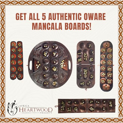 African Oware Mancala juego de mesa de madera tallada miniatura 4