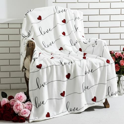 Hahafelt Valentine's Day Throw Blanket Ultra Soft Fleece Blanket for Bed and Couch Cozy Holiday Theme Throw Warm Winter Valentines Decoration, 50 x 60 Inches
