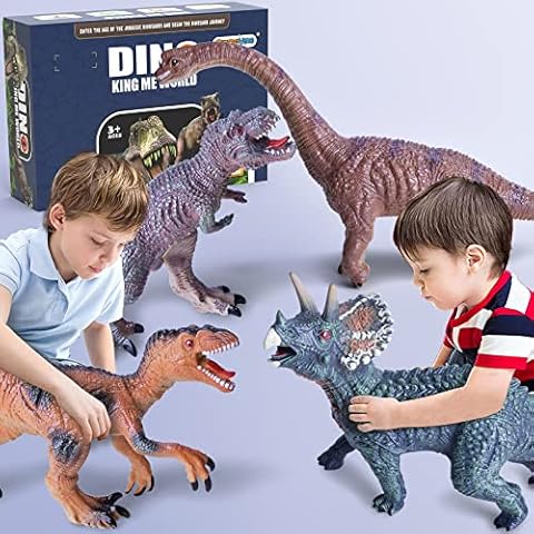 GizmoVine 4 Piece Jumbo Dinosaur Toys Set for Kids Age 3-5, 13 inch Large Realistic Highly Detailed Dinosaur Soft Toys Dinosaurs Figures Toys for Boys Girls 4-7 Birthday Party Xmas Gifts Cover