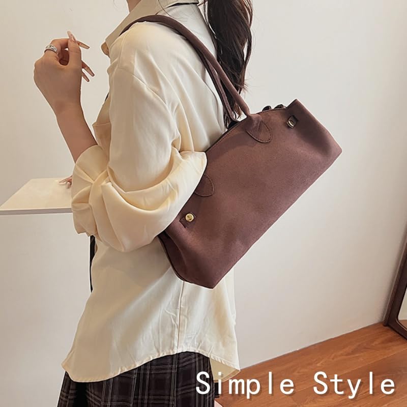 Faux Suede Top Handle Hobo Handbag, Casual Vintage Underarm Bags, Large Capacity Trendy Classic Shoulder Bag for Women2