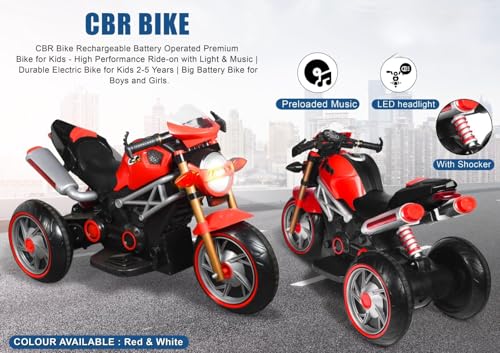 Image of Happy Goods Three-Wheeled Harley Electric Battery Operated Ride on Motorbike for Kids of Age 2 Year to 8 Years with Foot Accelerator -Multi Color