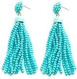 VK Accessories Bead Fringe Dangle Earrings Soriee Drop Earrings Beaded Tassel Ear Drop Pearl Turquoise