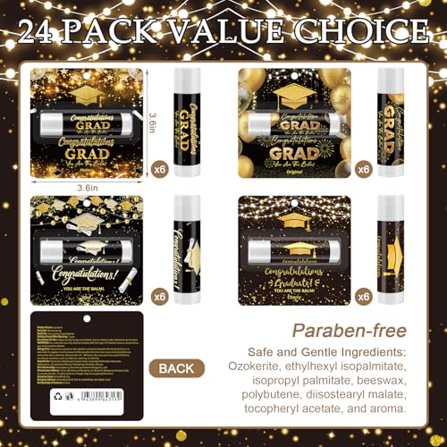 Image of 24 Pcs Graduation Lip Balms Party Gifts Bulk Congrats Grad Class of 2026 You Are The Balm School College Inspirational Graduation Gifts for Students Her Him Women Men Friends Classmates
