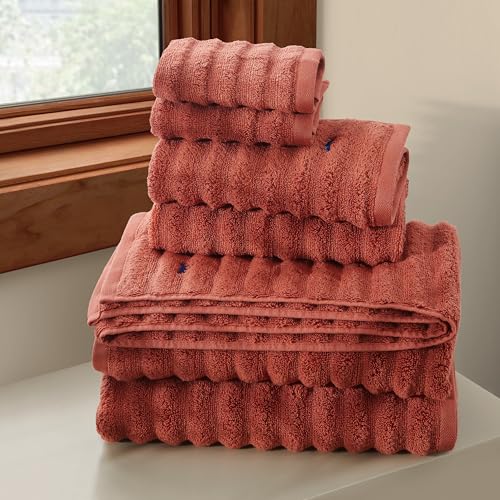 ROYAL VELVET Textured Rust 6 Piece Towel Set, Solid Color Themed, Oeko-TEX Certified Confidence