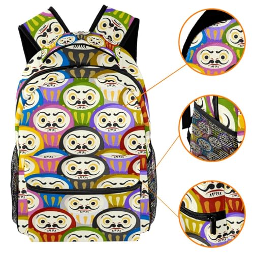 Sac à dos d'école Daruma multicolore 40cm pour adolescents et filles - 3