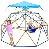 Jugader Dome Climber with Swing and Hammock, 10FT Climbing Dome for Kids 3 to 10 - Rust & UV Resistant Steel, Supporting 800LBS, Geo Jungle Gym for Indoor & Outdoor (3 Years Warranty)