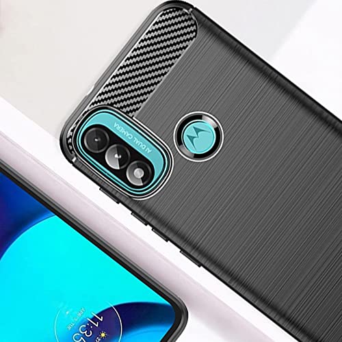Image of NPRC Hybrid Ultra Slim Protective Case TPU Non-Slip Carbon Fiber Texture Shockproof Case Cover for Moto E40 - Black