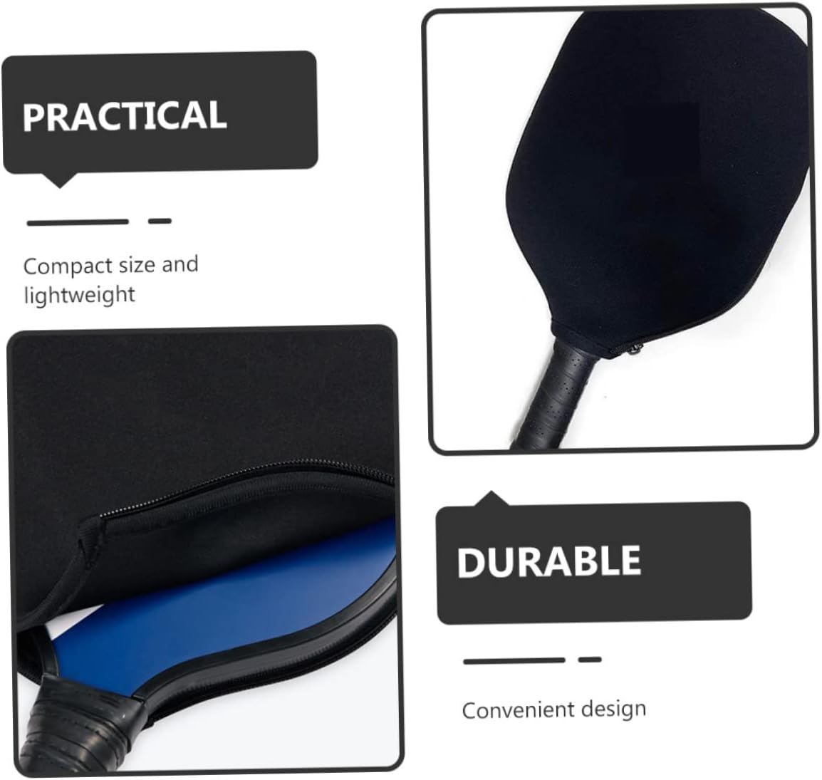 SUPVOX 2pcs Pickle Racket Cover Protect Zipper Neoprene Material
