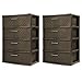 Sterilite 4-Drawer Wide Weave Tower, Espresso Frame & Drawers w/ Driftwood Handles, 2-Pack