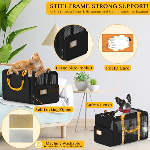 PAWZIDEA-Expandable-Cat-Carrier-wID-Card-18X11X11-TSA-Airline-Approved-Cat-Carrier-for-2-Cats-Under-Seat-Soft-Sided-Collapsible-Small-Dog-Carrier-Car-Seat-Travel-Bag-Medium-Pet-Carrier-Top-Load PAWZIDEA Expandable Cat Carrier wID Card 18X11X11 TSA Airline Approved Cat Carrier for 2 Cats Under Seat Soft Sided Collapsible Small Dog Carrier Car Seat Travel Bag Medium Pet Carrier Top Load