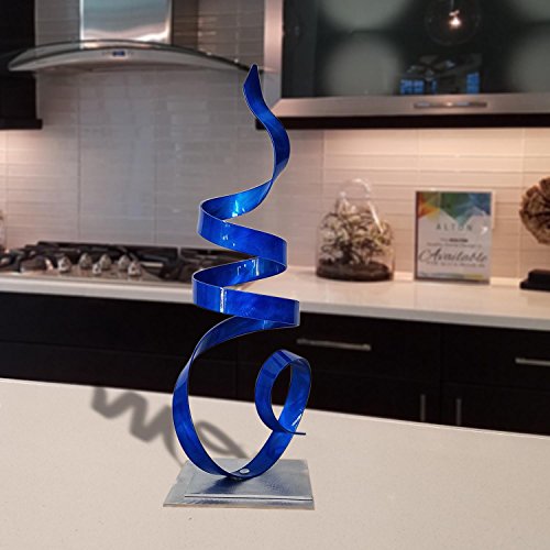 Statements2000 Modern Metal Centerpiece, Abstract Garden Decor, Contemporary Table Top Accent Sculpture - Blue Sea Breeze Accent By Jon Allen - 18" #TOP3