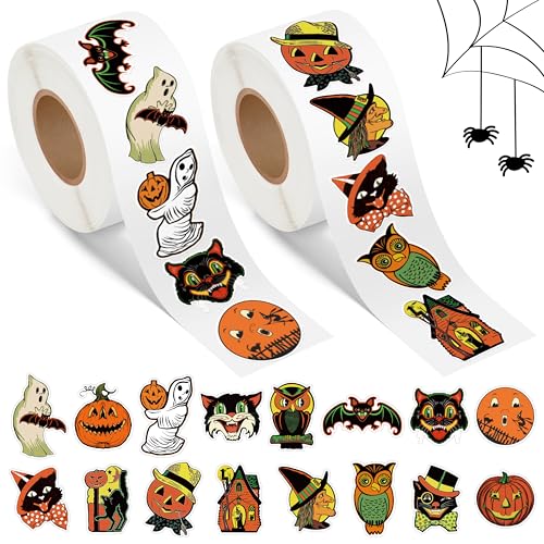 L1rabe Halloween Vintage Sticker Rolls - 1000Pcs Self-Adhesive Stickers - image 1