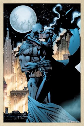 Trends International DC Comics Batman - Kissing Catwoman Wall Poster, 22.4L x 14.7W, Blonde Framed Version