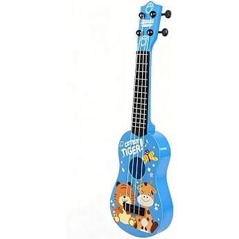 Guitar for Children 42 cm Childrens Guitar Music Toy Ukulele Instrument Tunable Nylon Strings Childrens Guitar Musical Instruments with 4 Adjustable Strings and Plectrums for Children Deep Blue